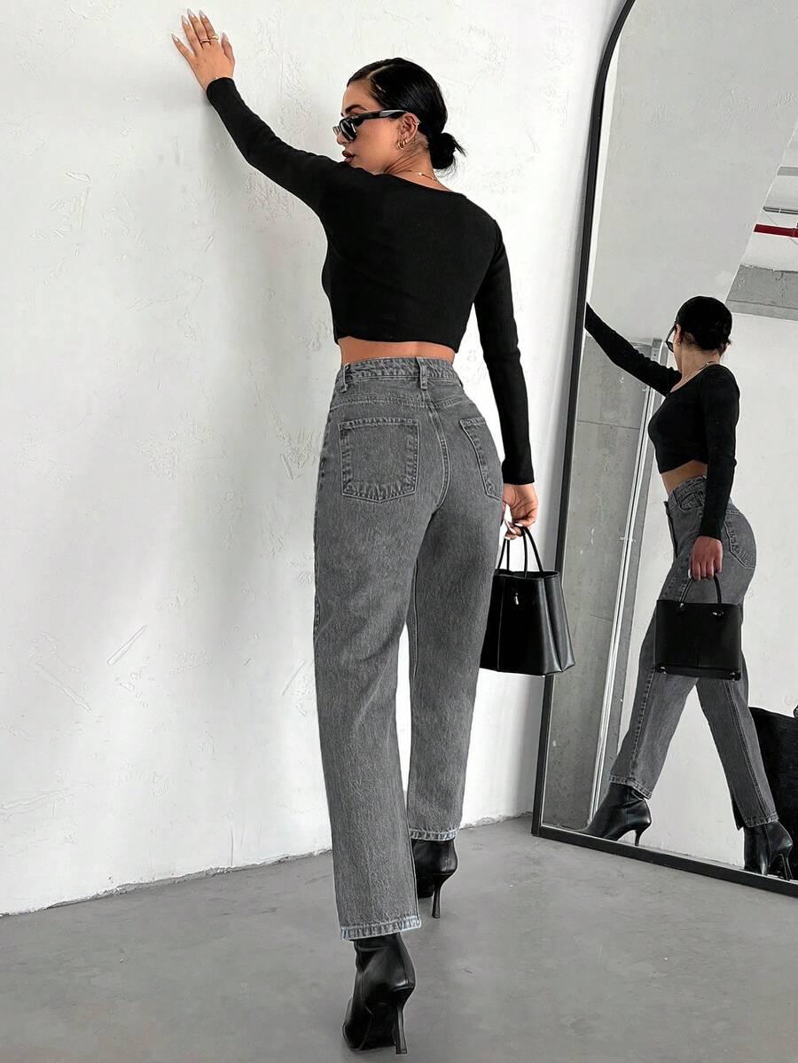 SZARE SPODNIE JEANS 