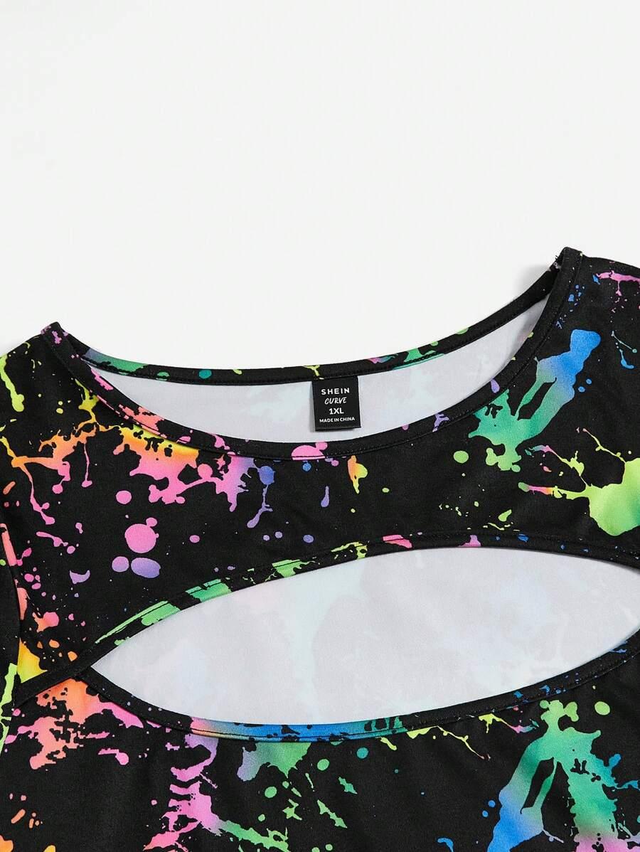 body długi rękaw print wycięcie