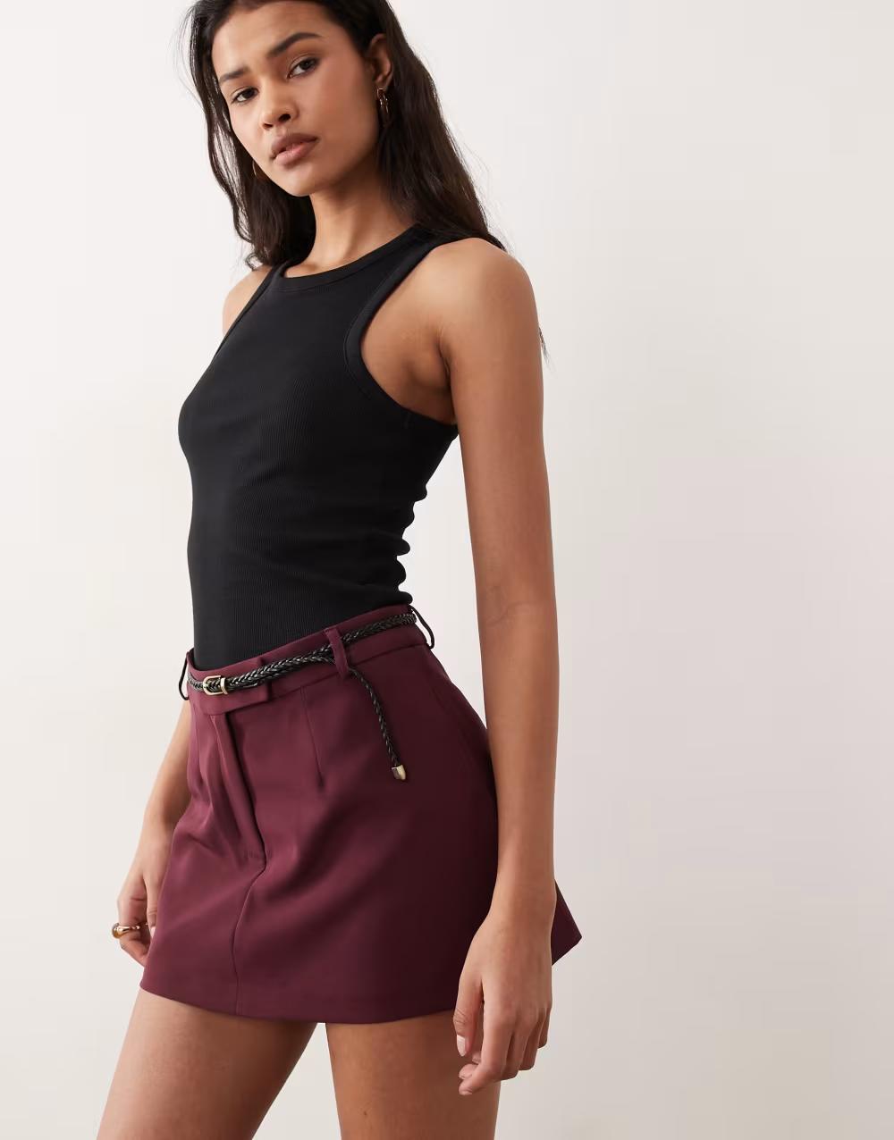 BURGUNDOWA  MINI SPÓDNICA