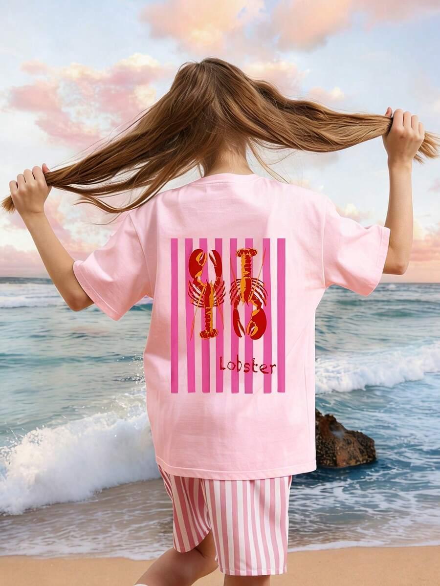 RÓŻOWY T-SHIRT OVERSIZE PRINT