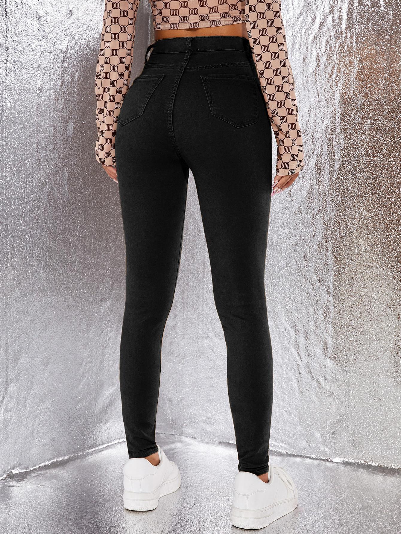 CZARNE SPODNIE JEANS 