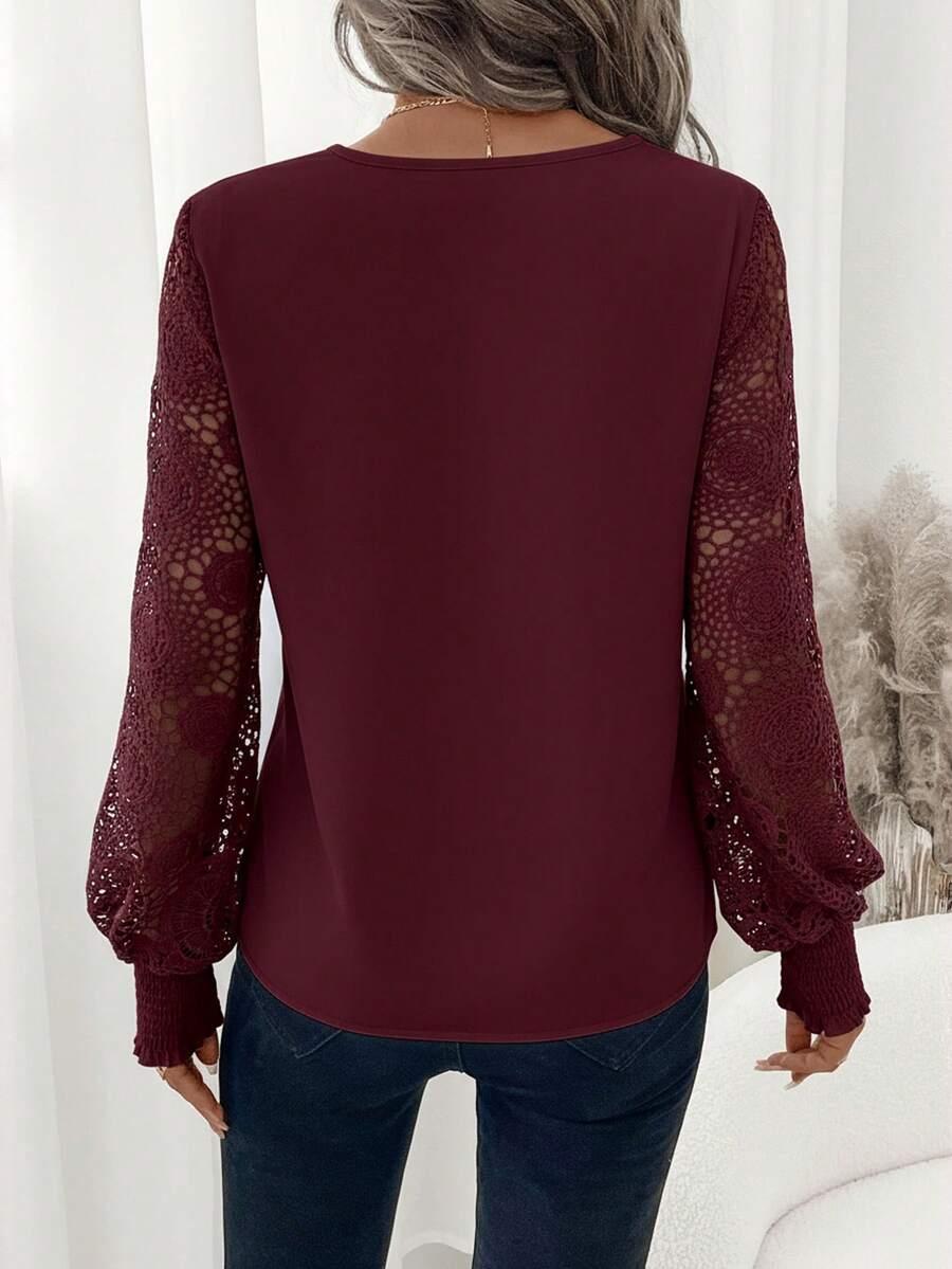 bordowa bluzka v neck 