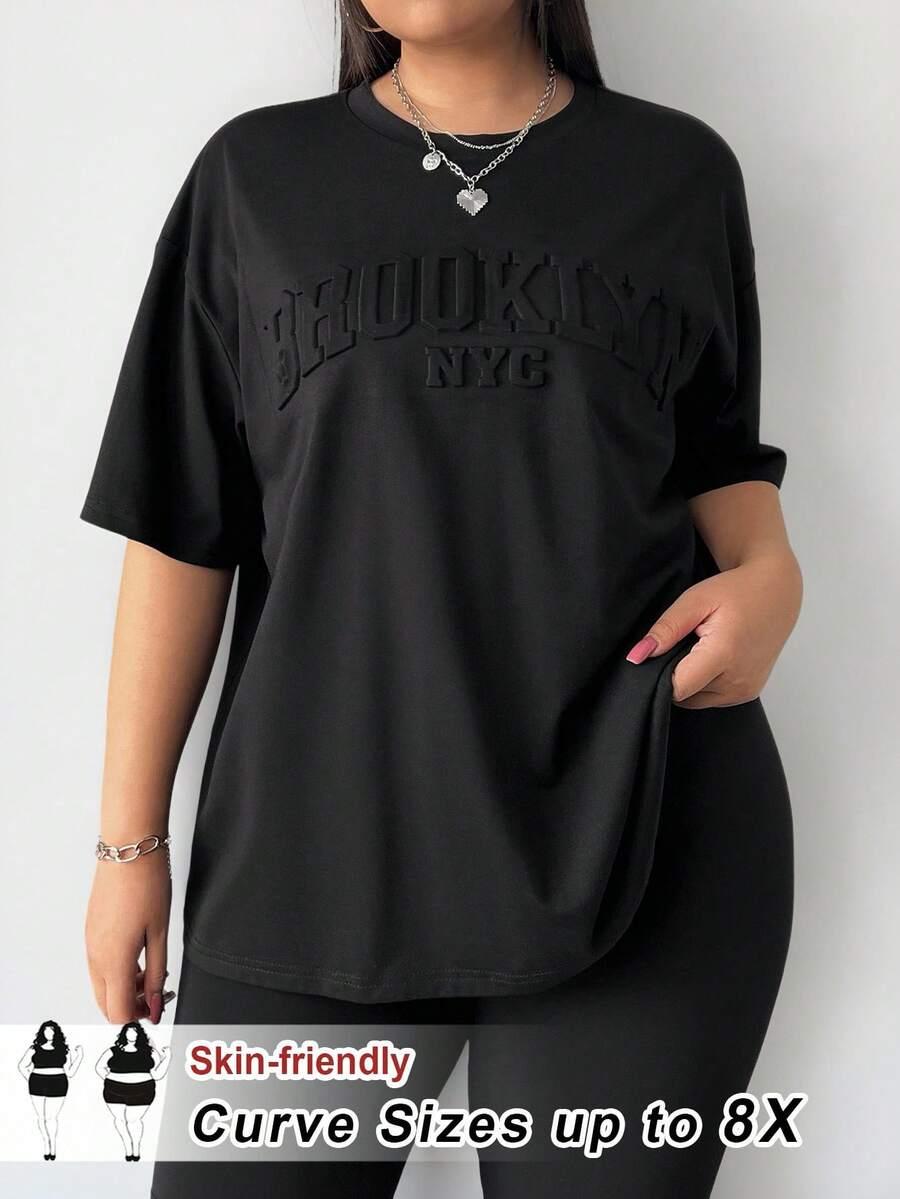 CZARNY T-SHIRT OKRĄGŁY DEKOLT 