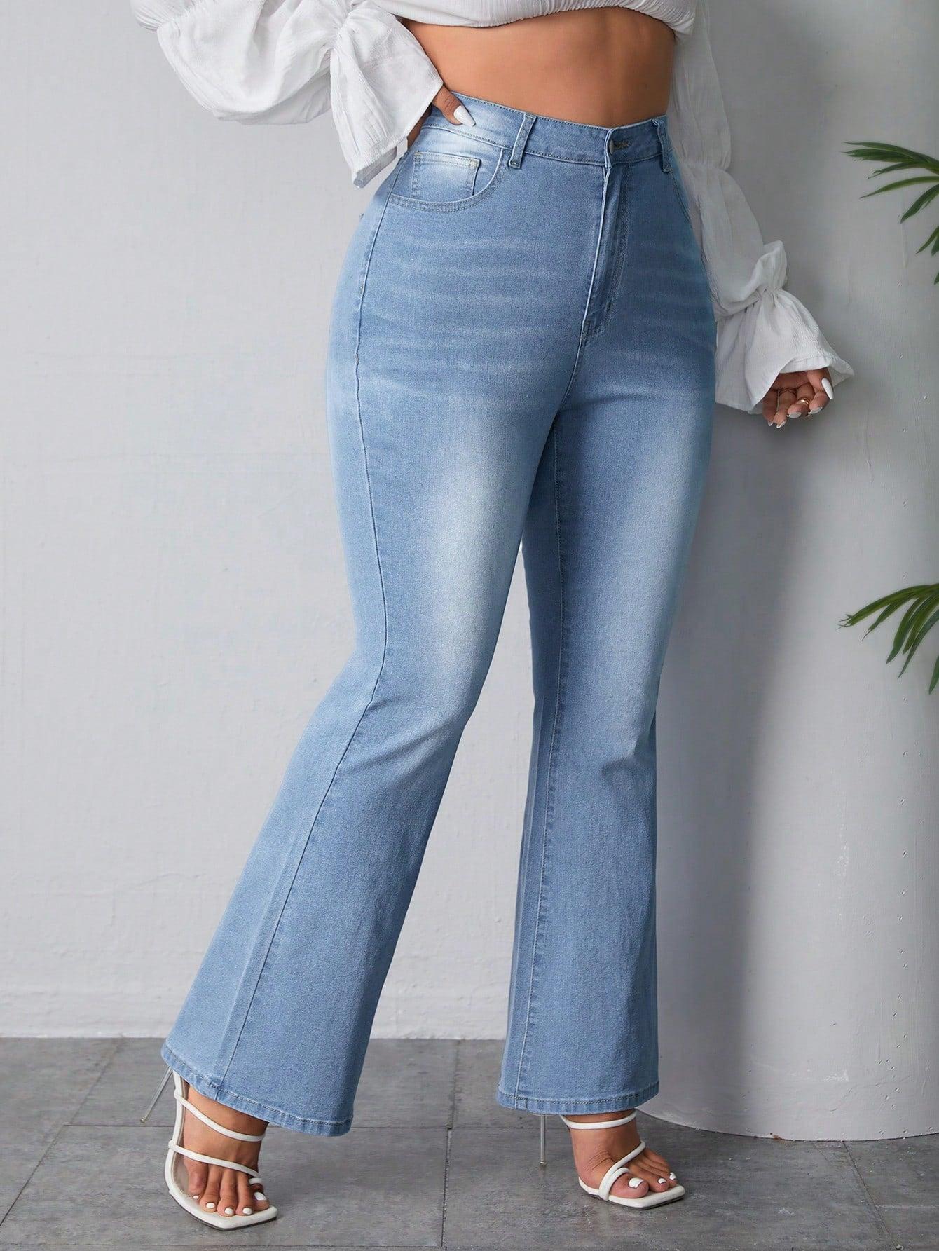 spodnie dzwony flare jeans high waist kieszenie zamek