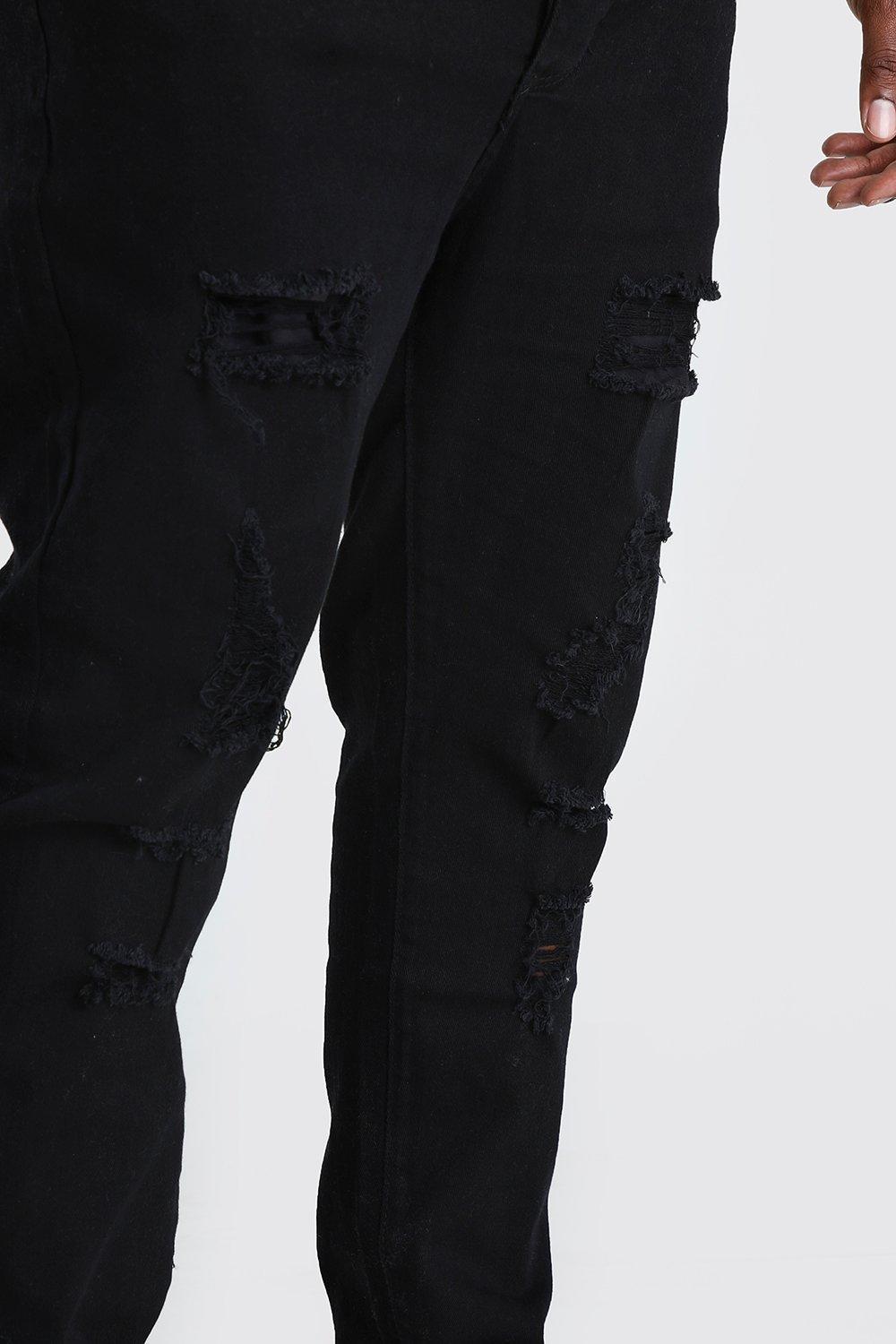 CZARNE SPODNIE JEANS PRZETARCIA 