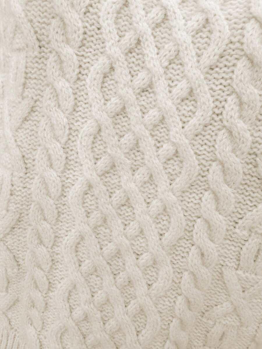 Beżowy sweter okrągły dekolt 