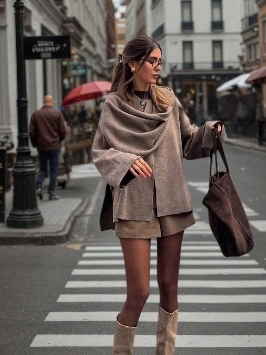 brązowy sweter narzutka