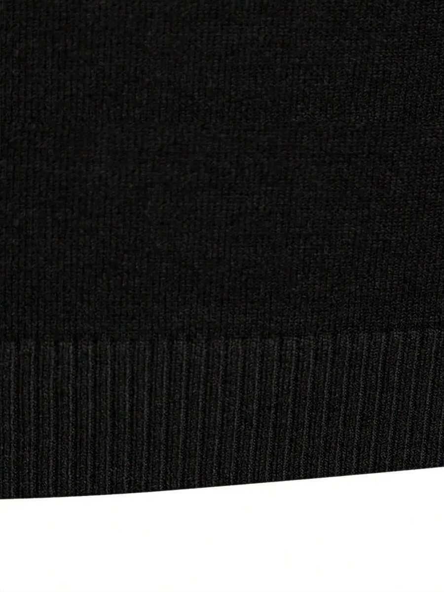 CZARNY DZIANINOWY SWETER