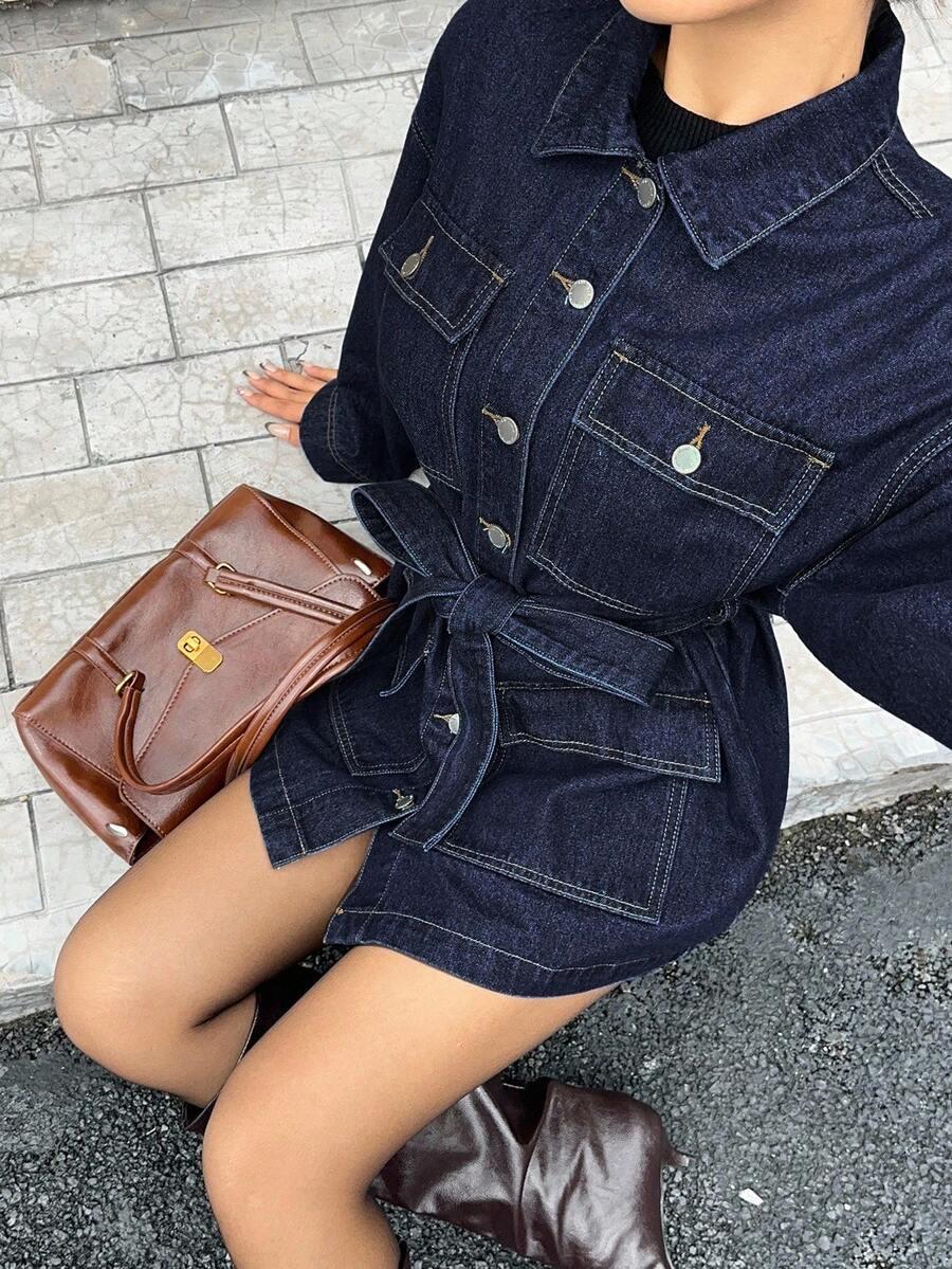 niebieska sukienka jeans