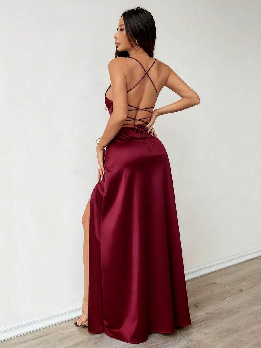 Burgundowa maxi sukienka 