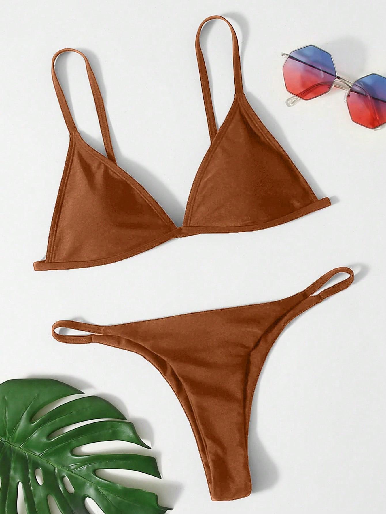 brązowy komplet bikini
