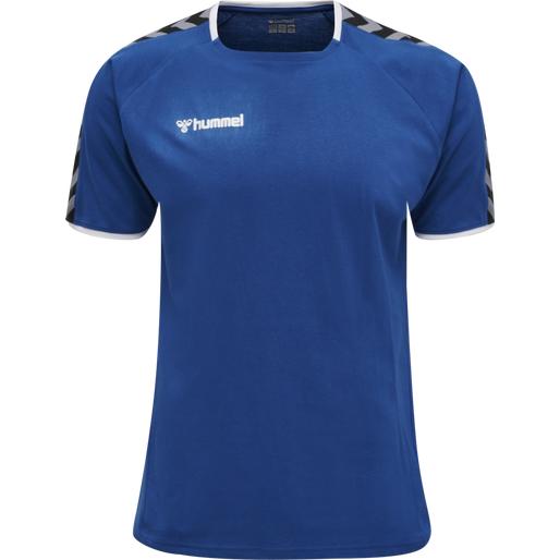 niebieska klasyczna koszulka sportowa logo krótki rękaw