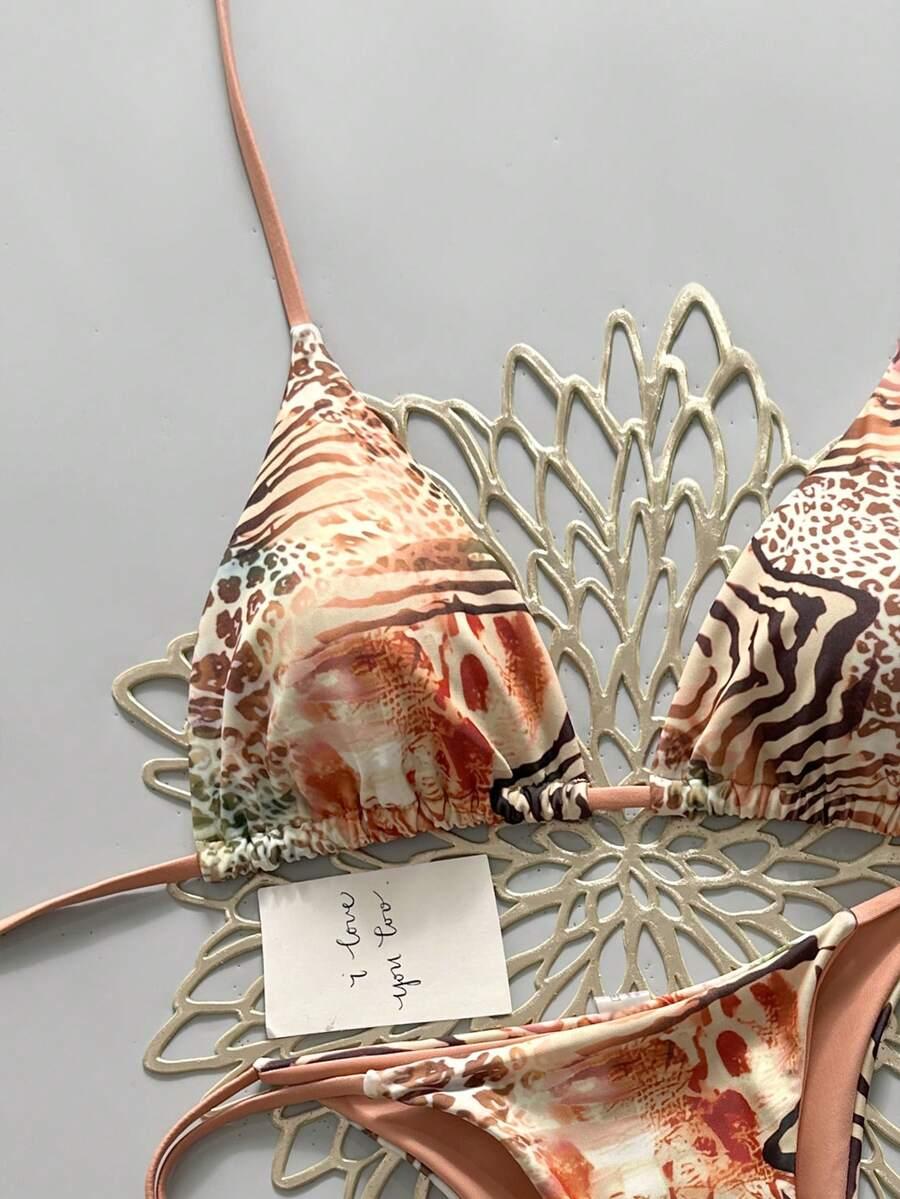 WIĄZANY DWUCZĘŚCIOWY STRÓJ KĄPIELOWY ANIMAL PRINT