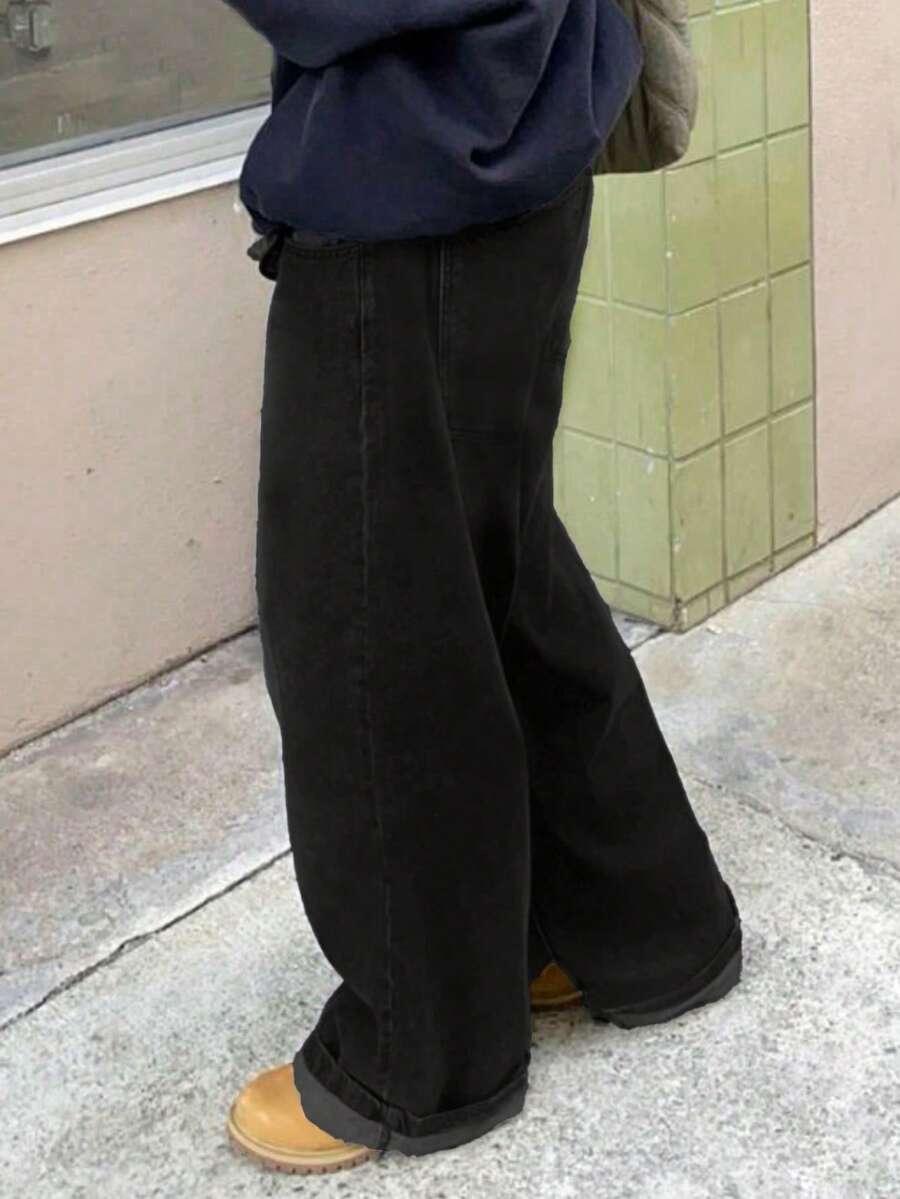 CZARNE SPODNIE JEANS