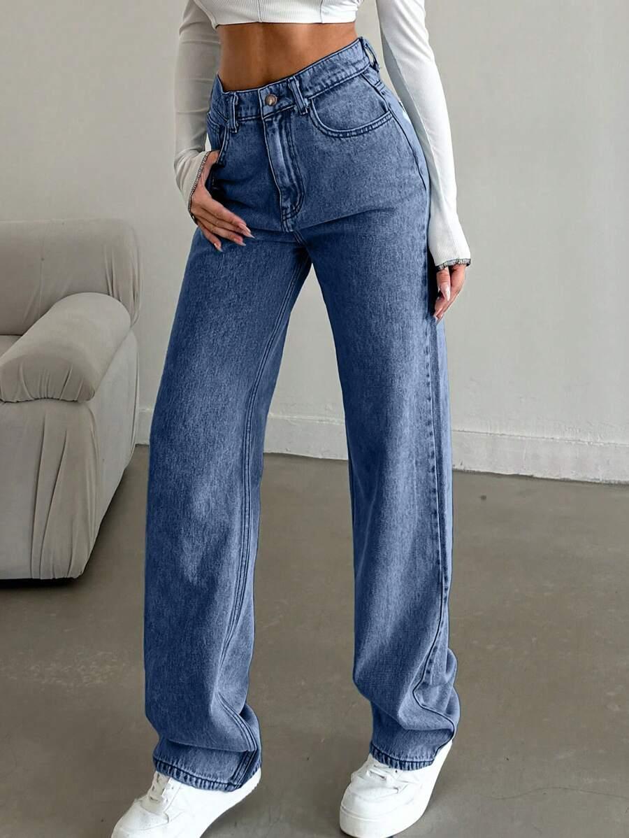 NIEBIESKIE SPODNIE JEANS WYSOKI STAN