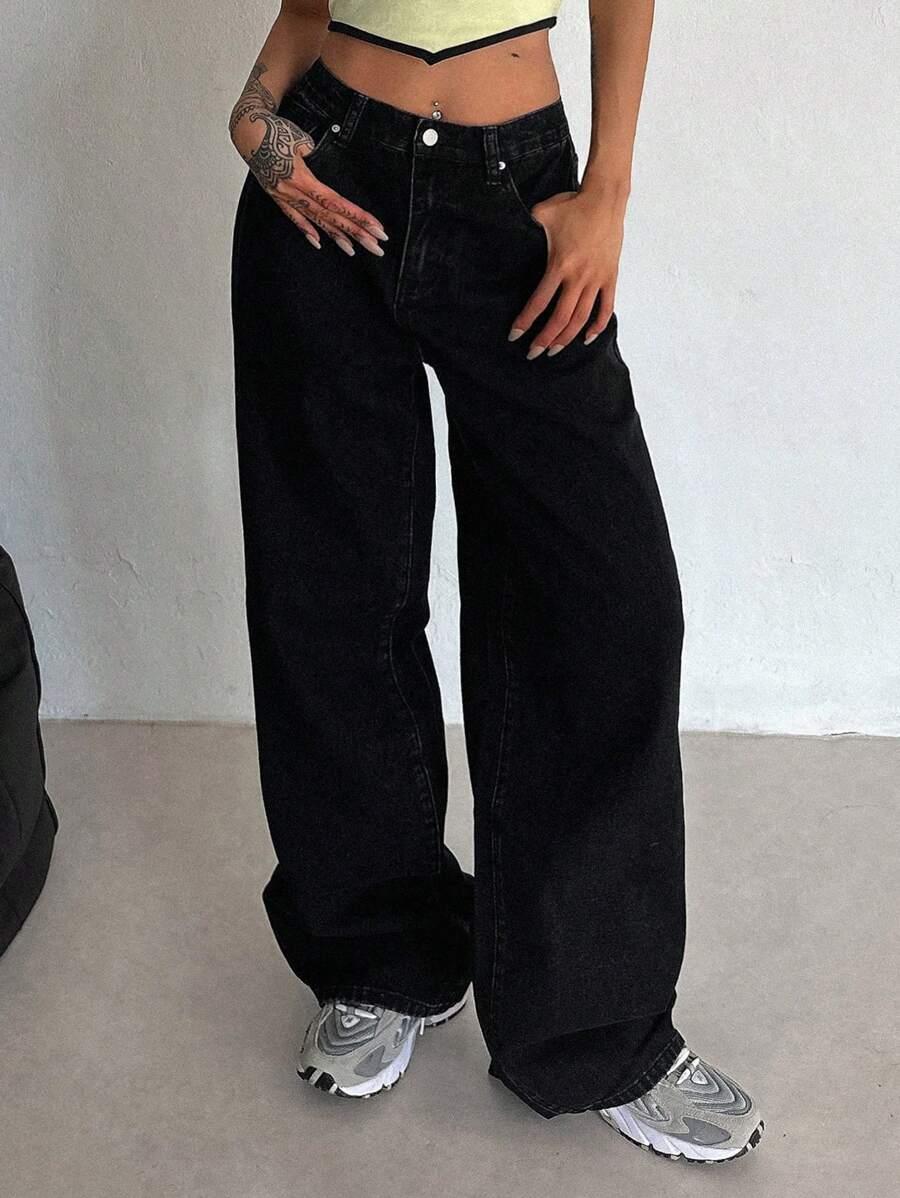 CZARNE JEANSY WYSOKI STAN