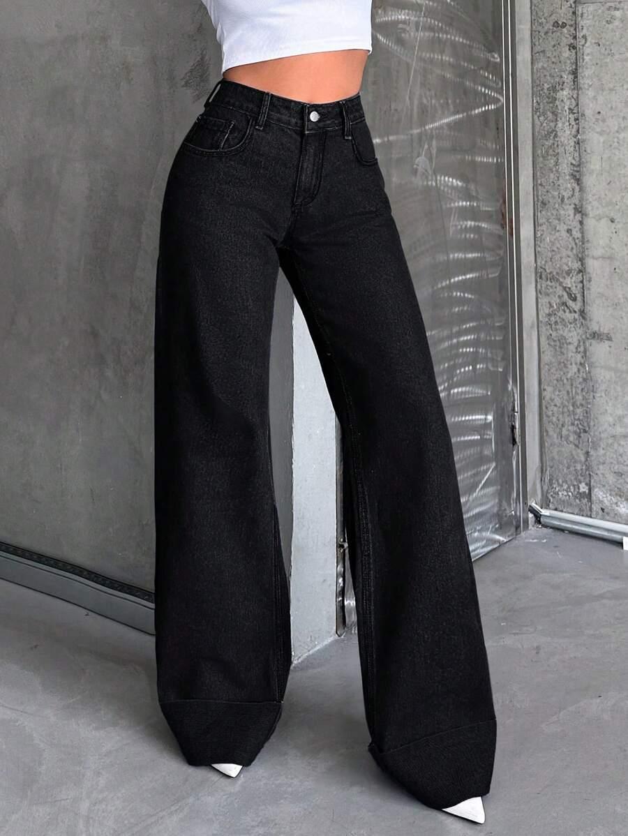 CZARNE SPODNIE JEANS