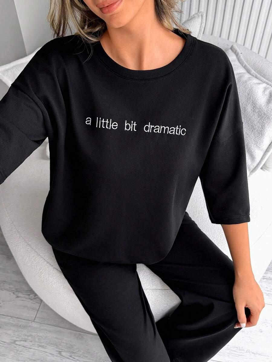 czarny t-shirt napis