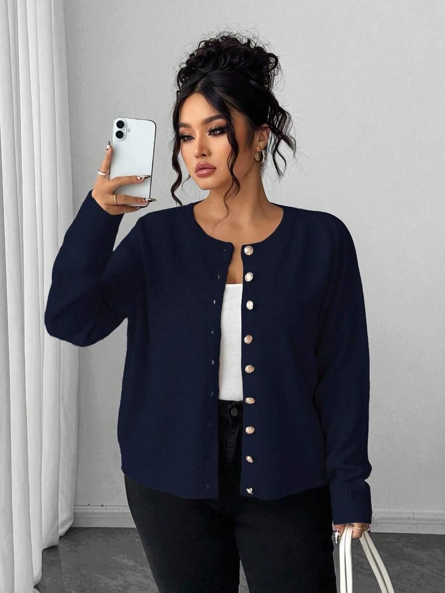 GRANATOWY SWETER GUZIKI
