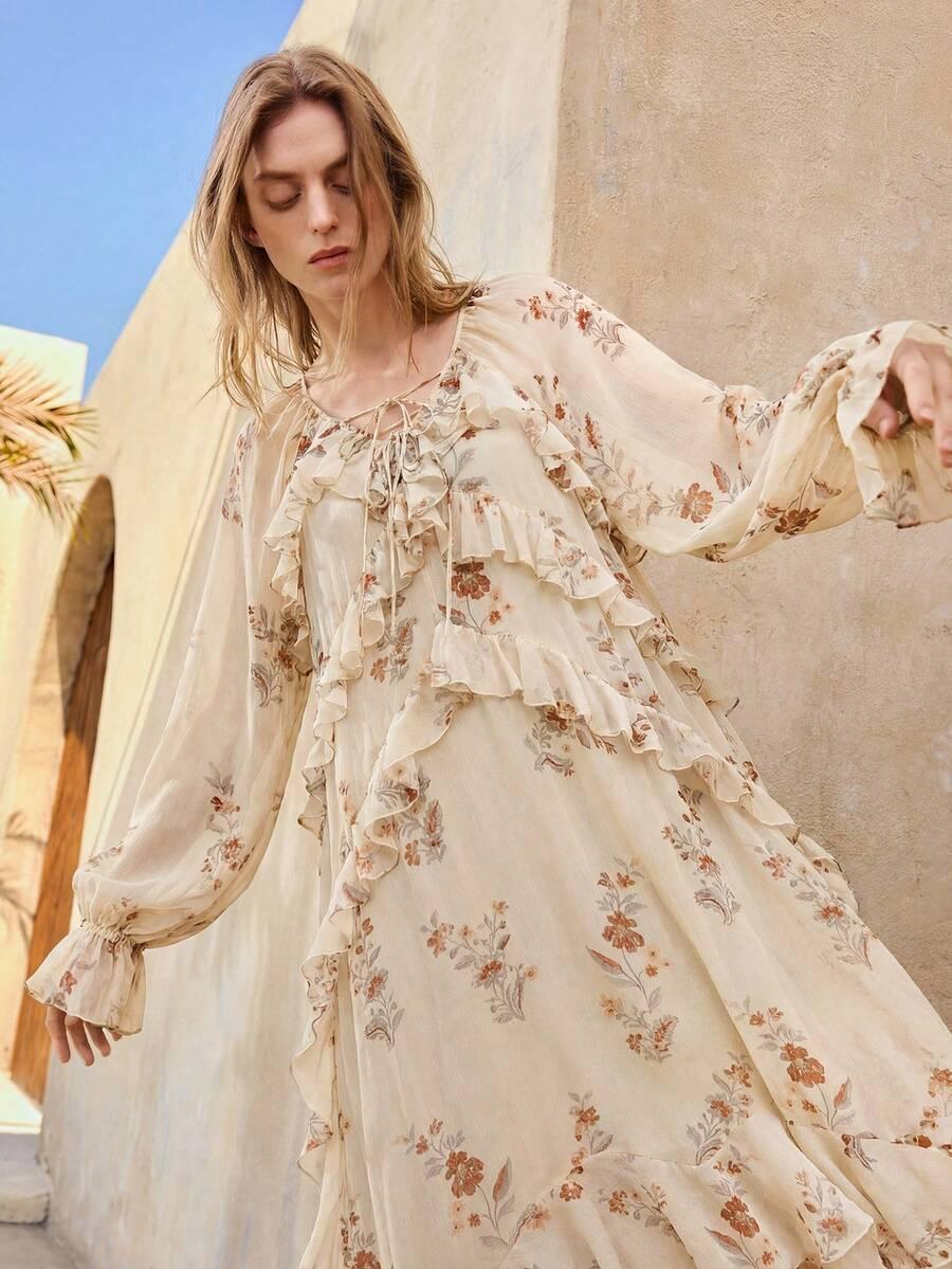 SUKIENKA MAXI PRINT KWIATY