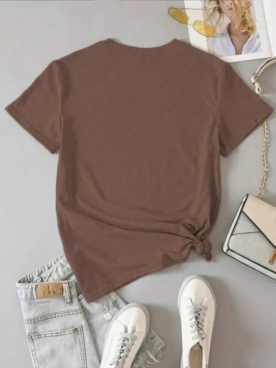 BRĄZOWY T-SHIRT napis mama