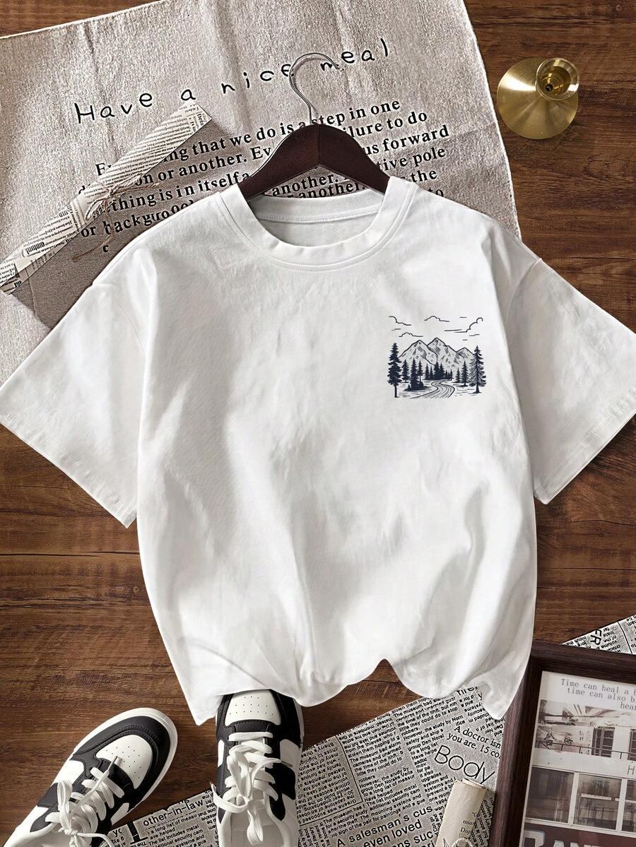 biały t-shirt nadruk góry
