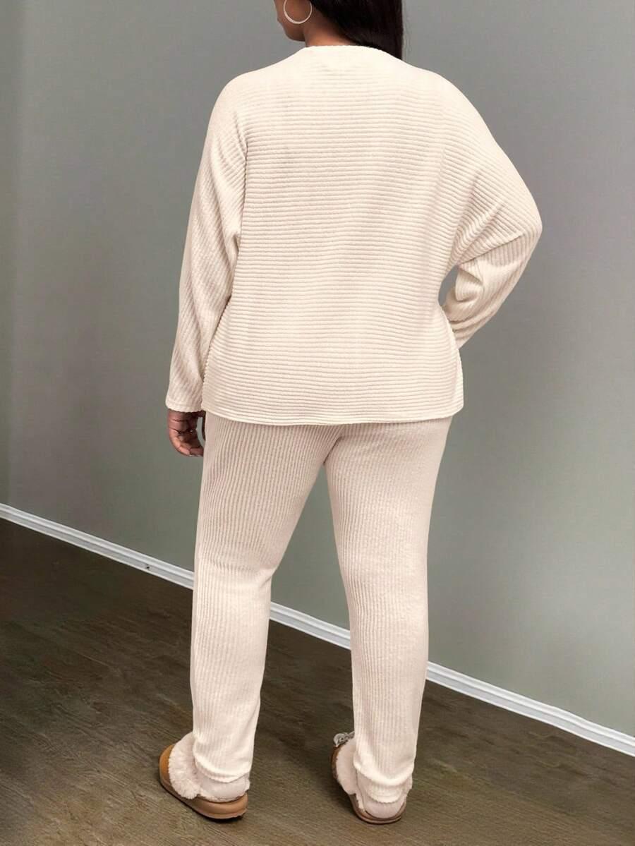 beżowa bluzka legginsy komplet