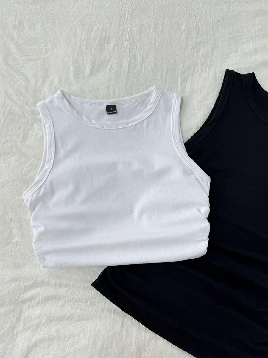 TOP BEZ RĘKAWÓW MARSZCZENIE 2 PACK