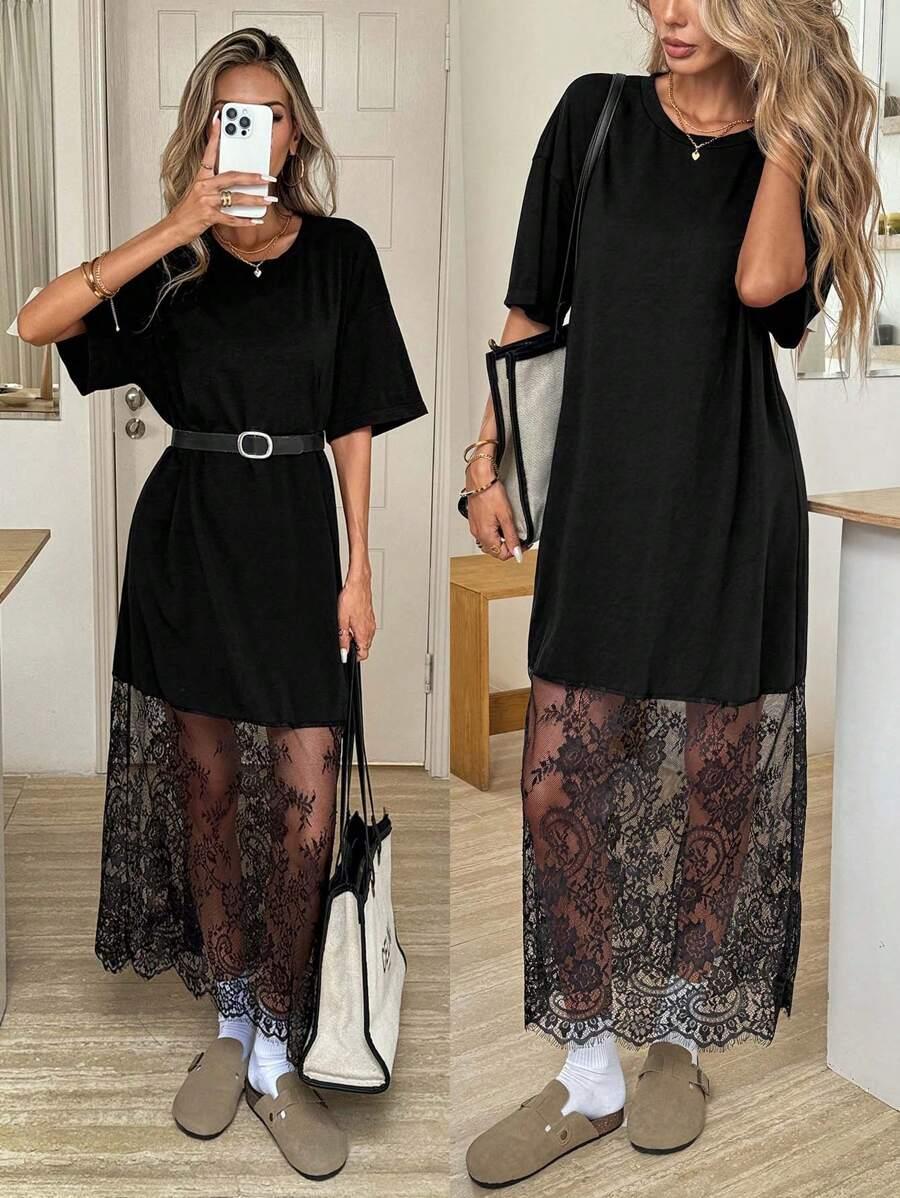 CZARNA MAXI SUKIENKA ŁĄCZENIE