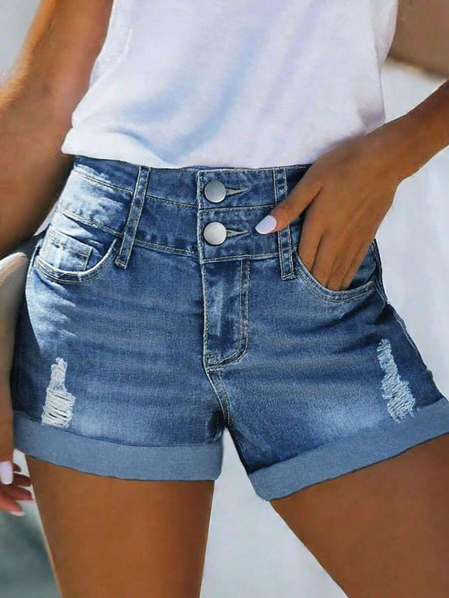 krótkie spodenki jeans przetarcia