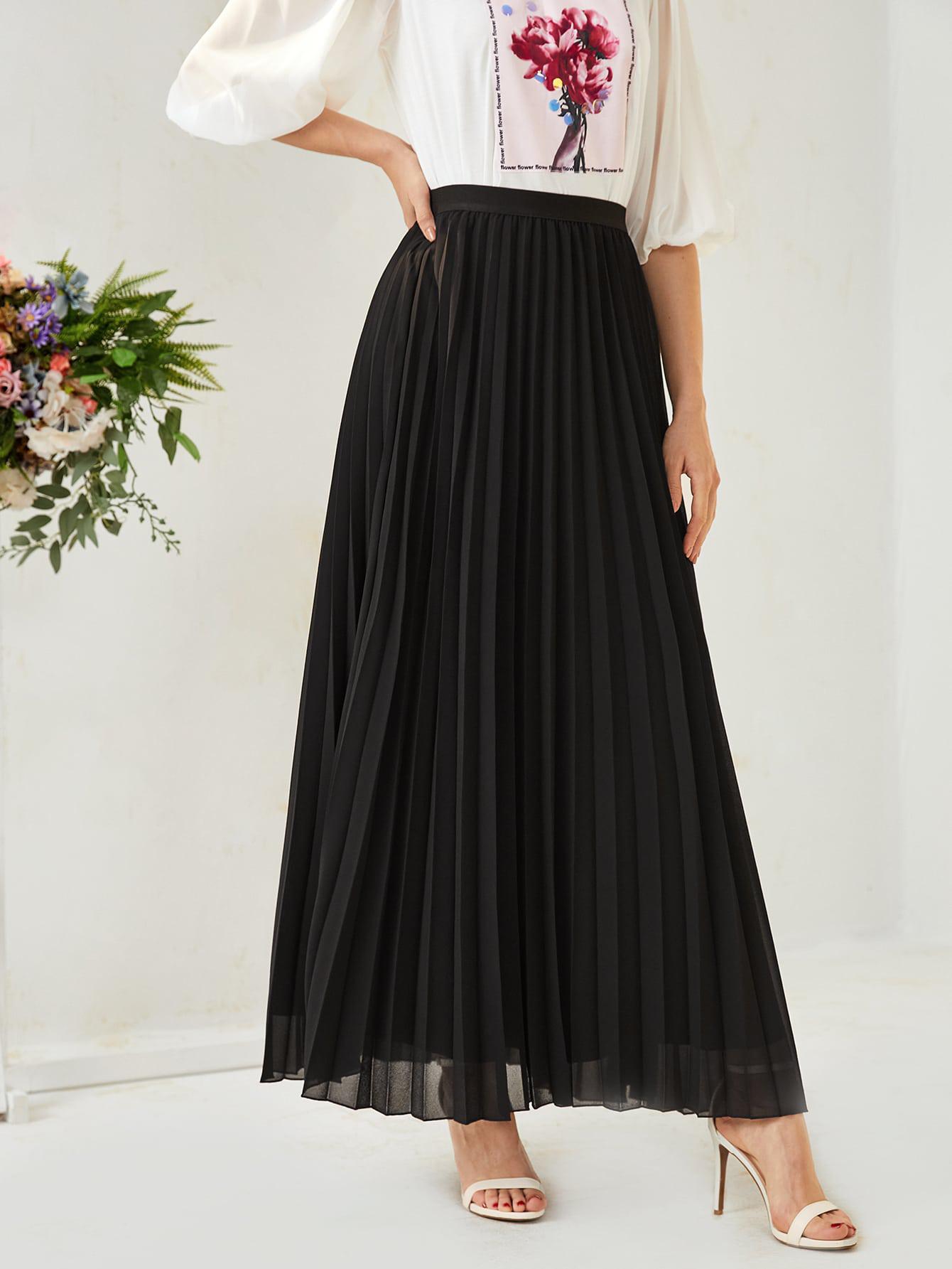 CZARNA PLISOWANA SPÓDNICA MAXI