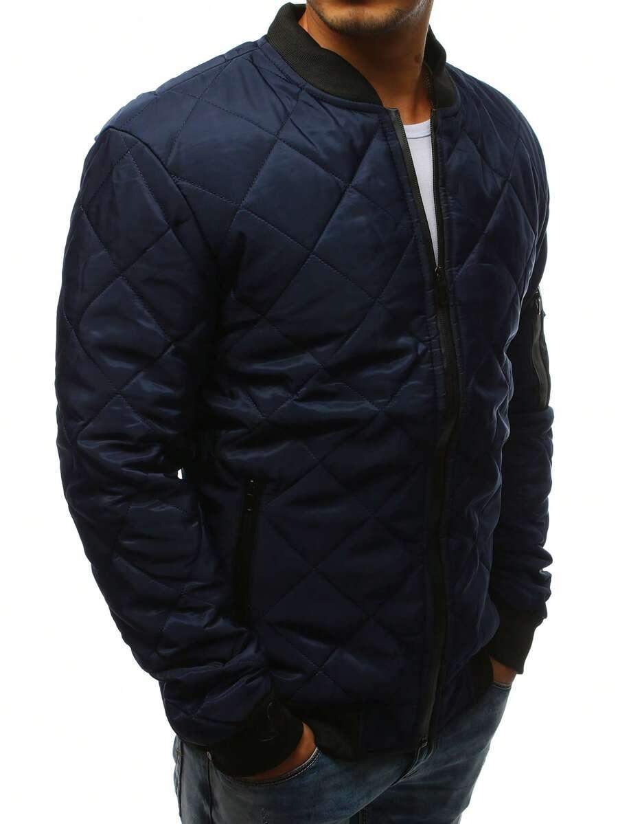 GRANATOWA PIKOWANA KURTKA BOMBER