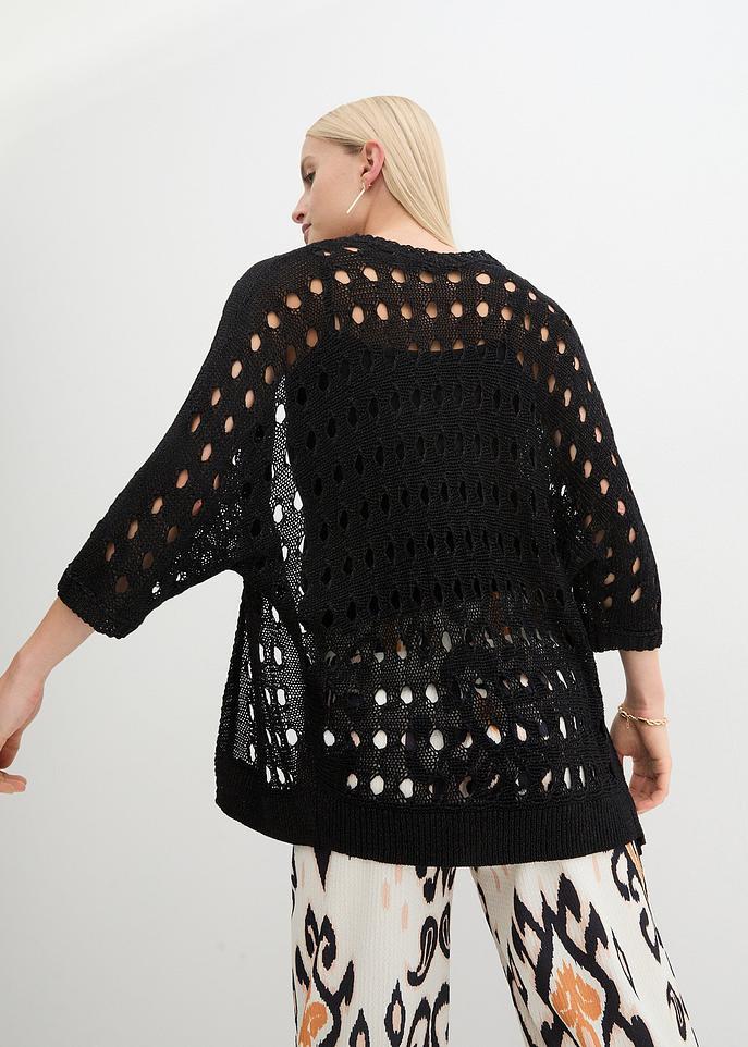 SWETER HAFTOWANY Z KRÓTKIM RĘKAWEM