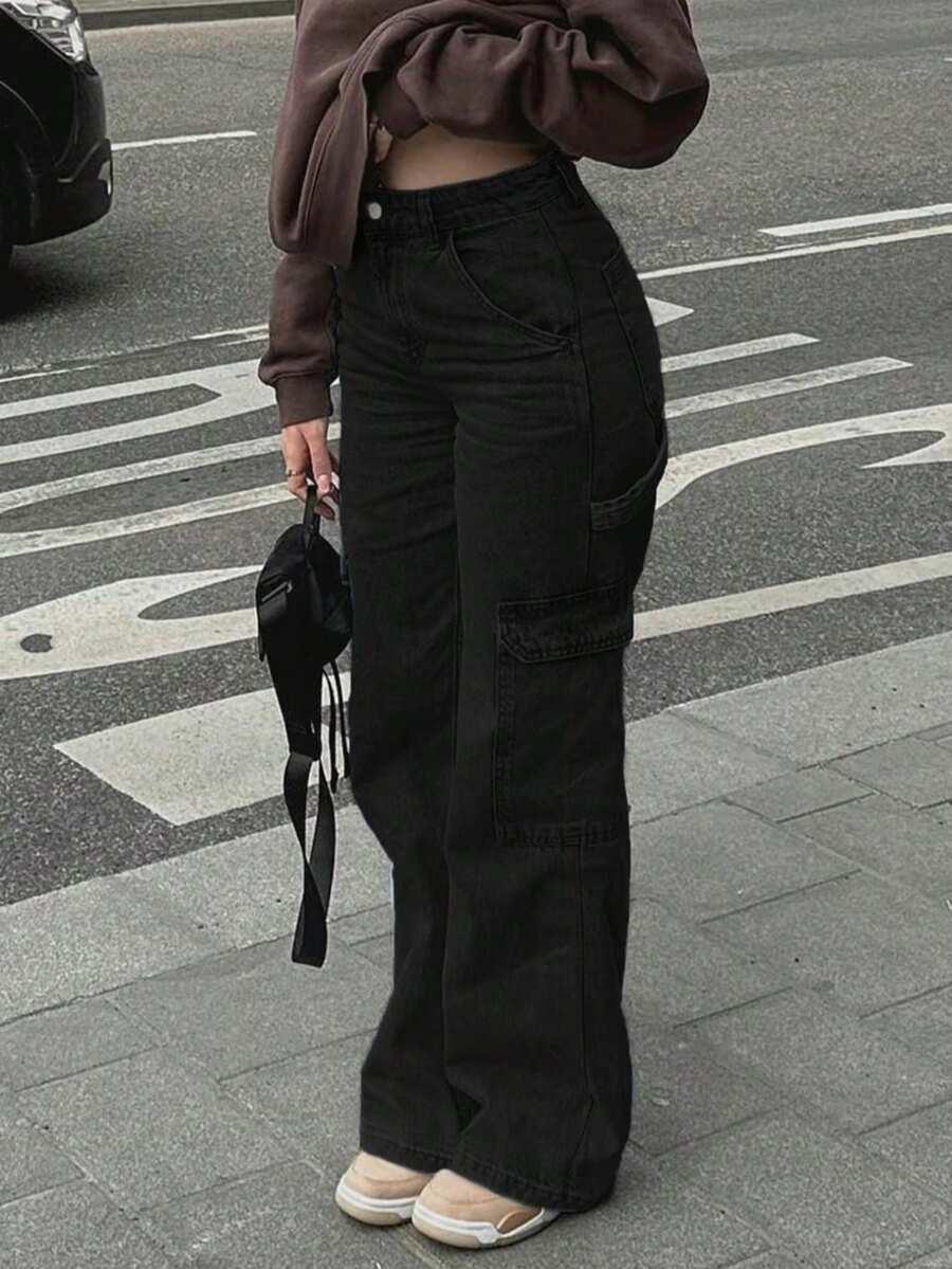CZARNE SPODNIE JEANS