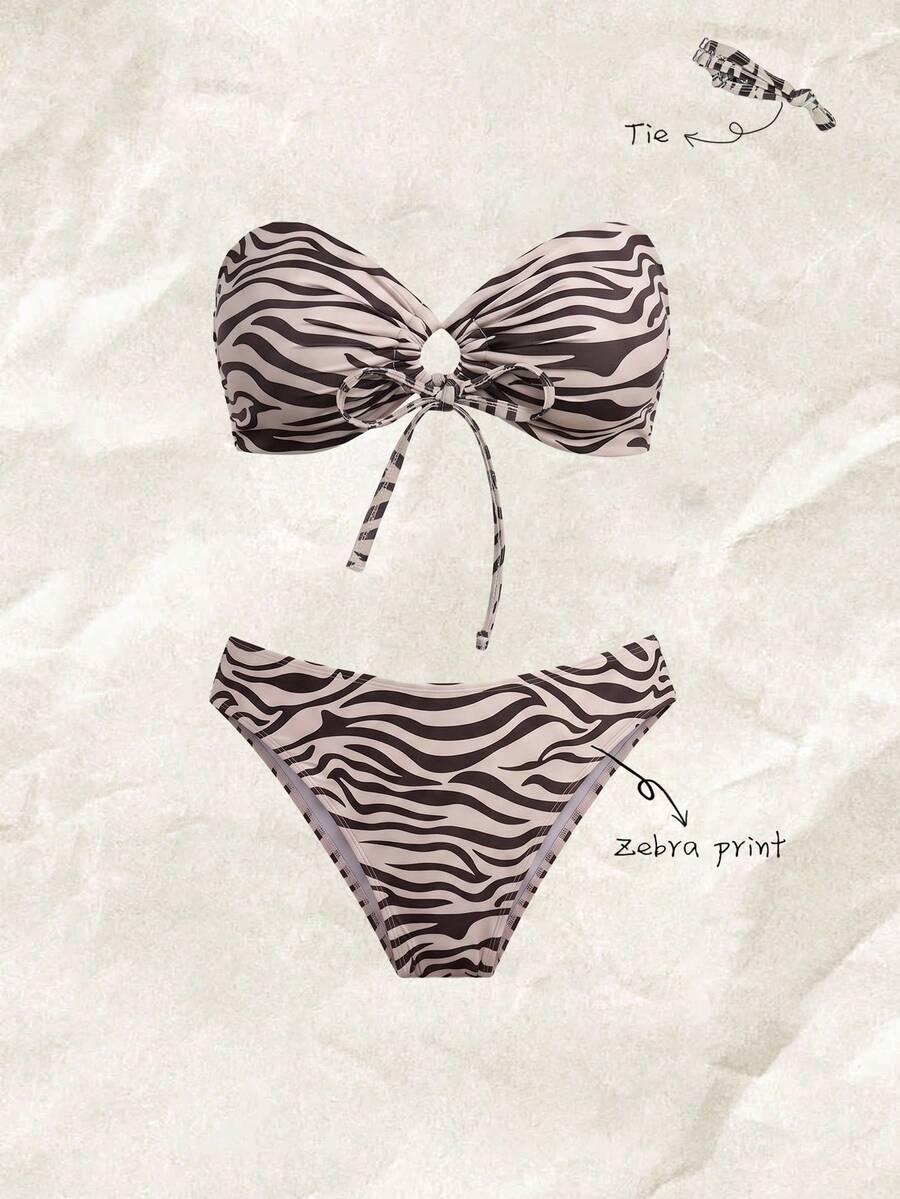dwuczęściowy strój kąpielowy animal print