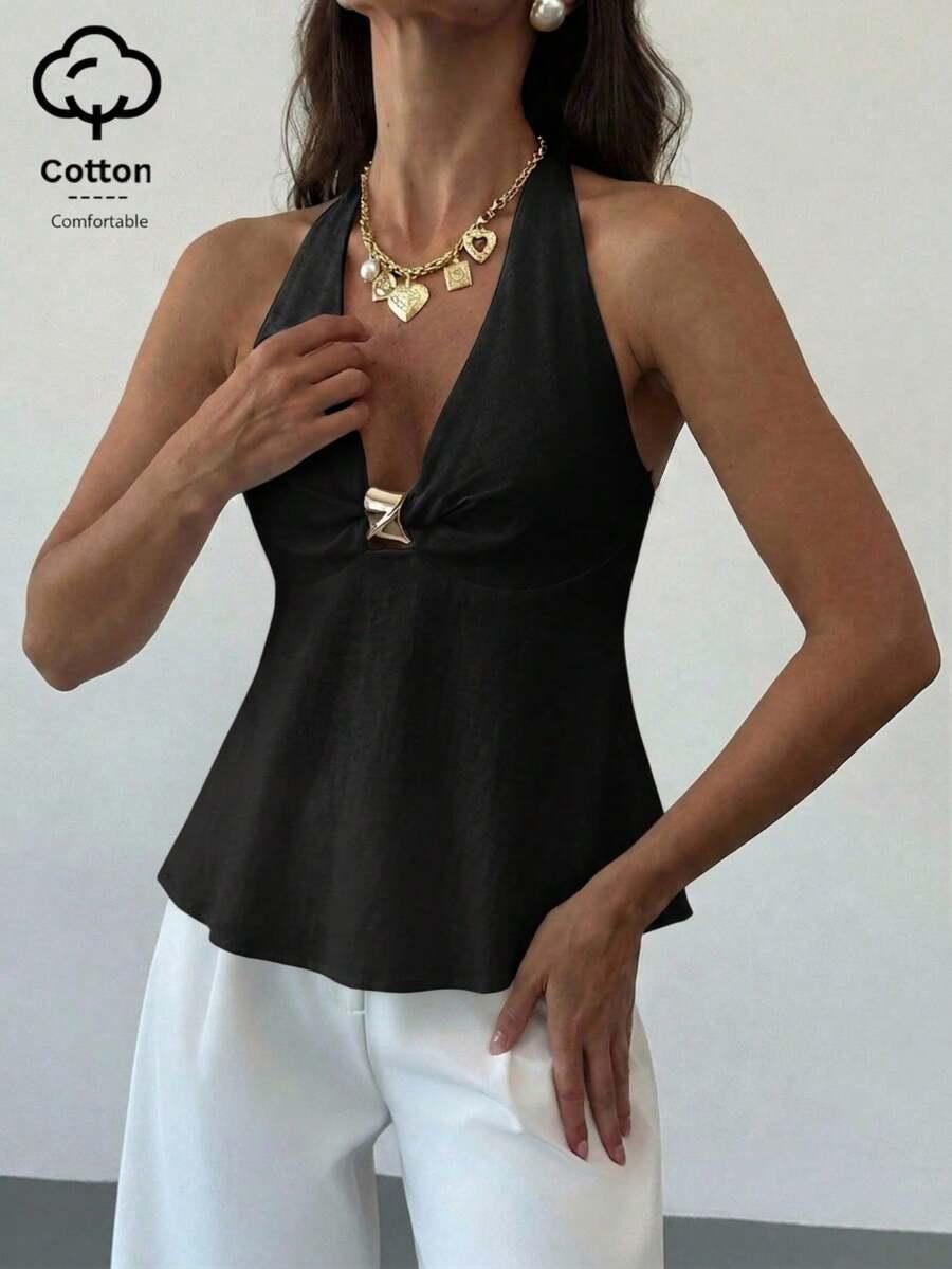 czarny top odkryte plecy