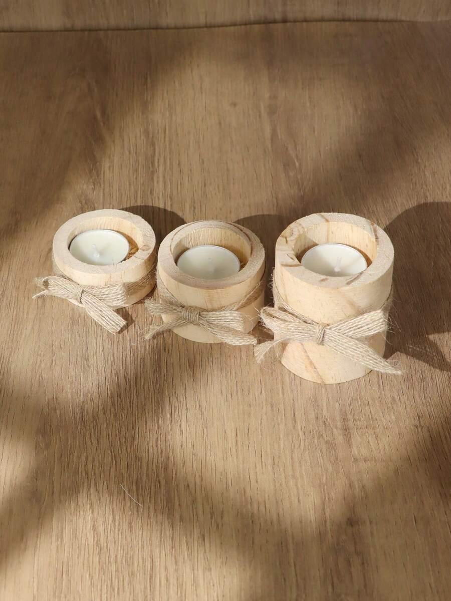 drewniane świeczniki 3-pack