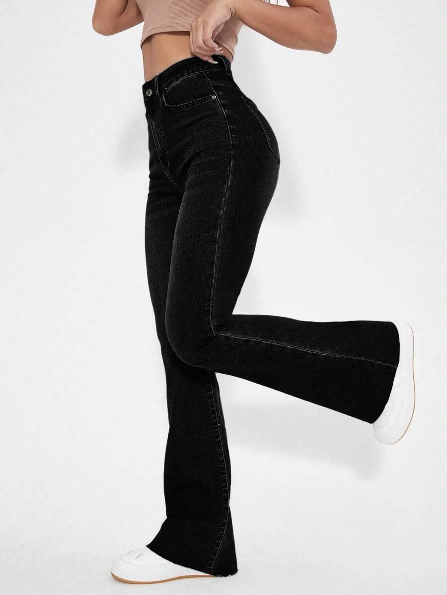 CZARNE SPODNIE JEANS DZWONY