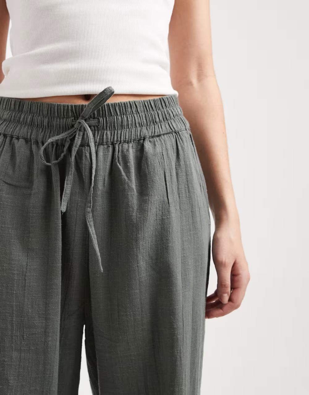 ZIELONE SPODNIE PROSTA NOGAWKA CASUAL