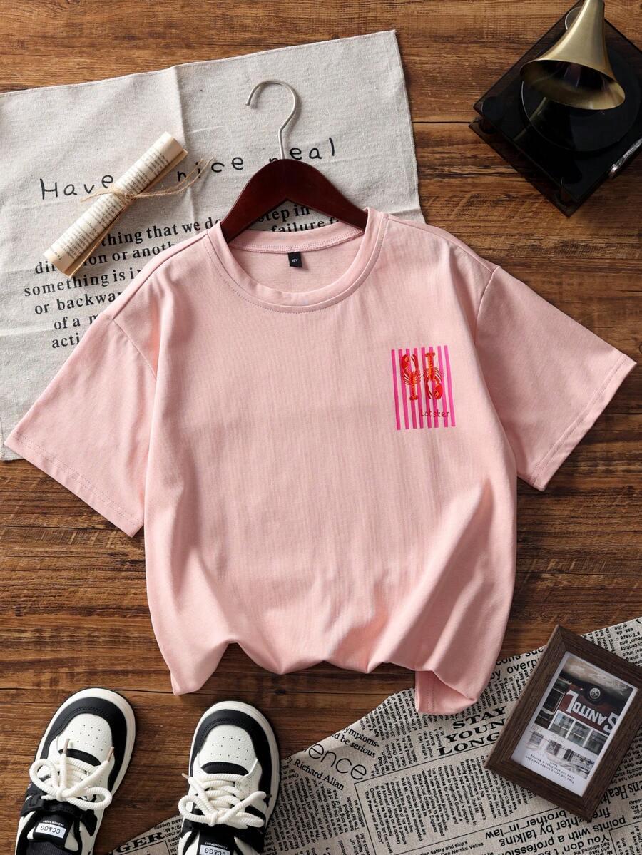 RÓŻOWY T-SHIRT OVERSIZE PRINT