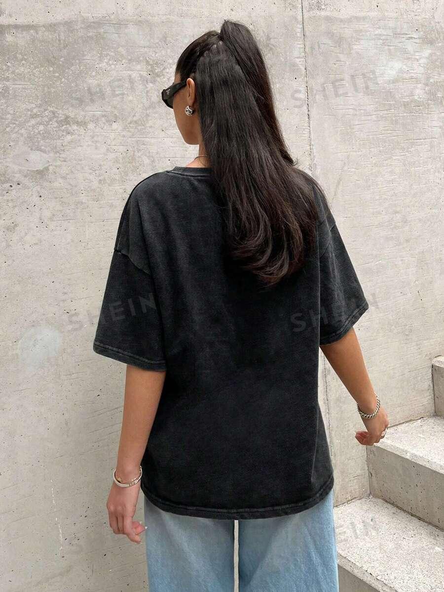 czarny t-shirt washed