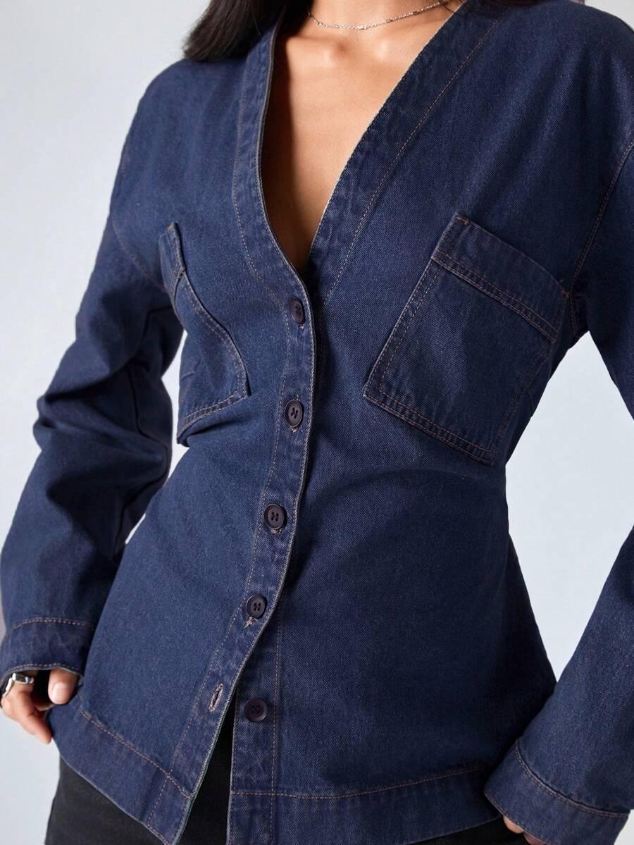 granatowa bluzka jeans