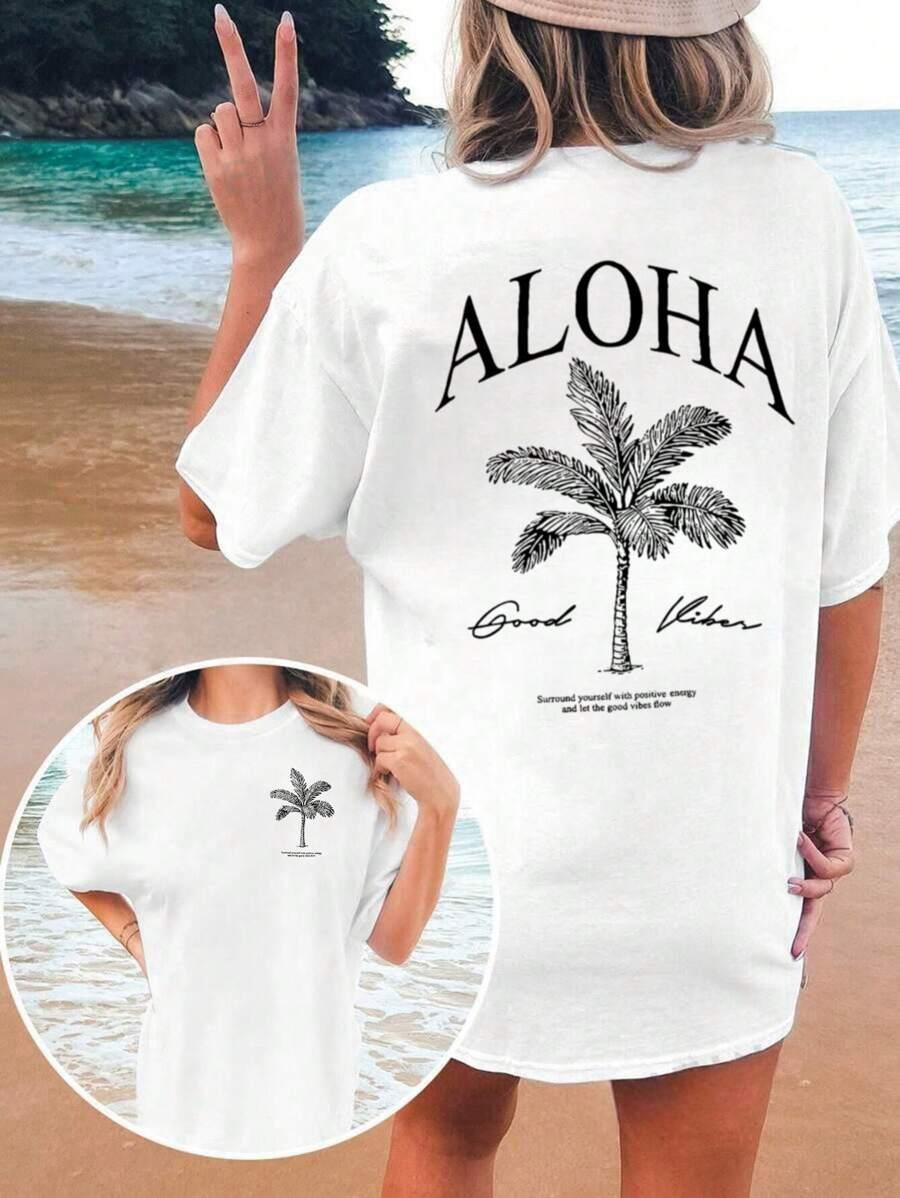 BIAŁY T-SHIRT Z NADRUKIEM