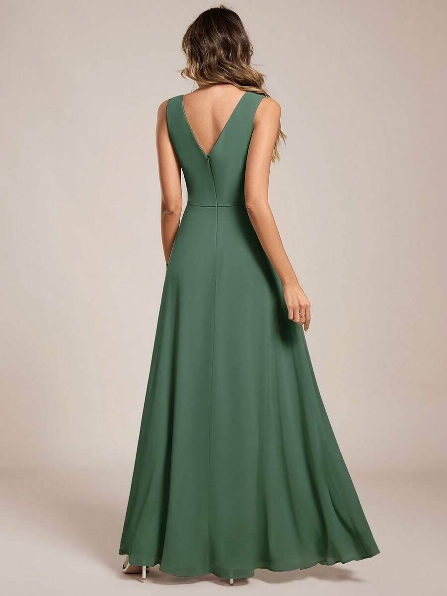 zielona maxi sukienka v neck
