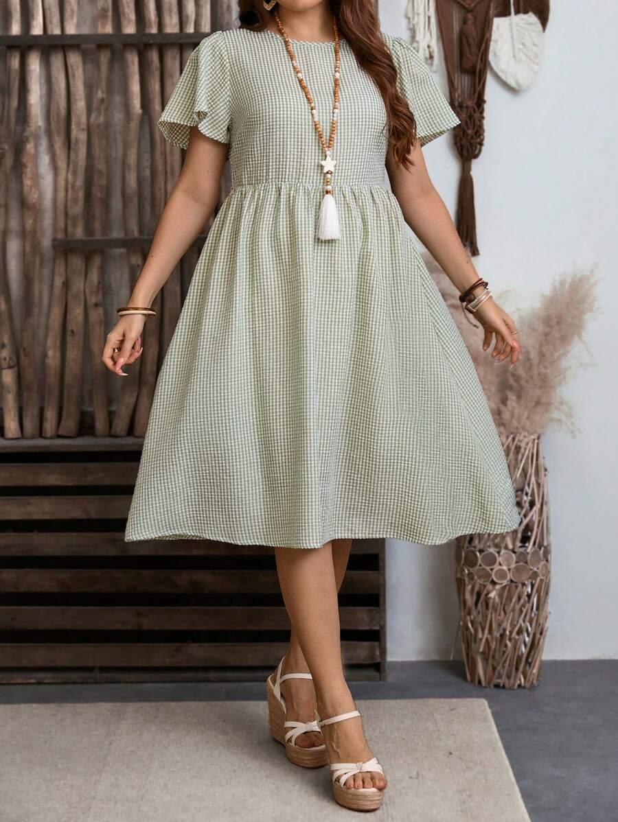 BOHO MIDI SUKIENKA PLUS SIZE KRATKA KRÓTKI RĘKAW