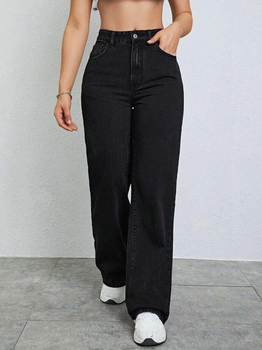 CZARNE SPODNIE JEANS
