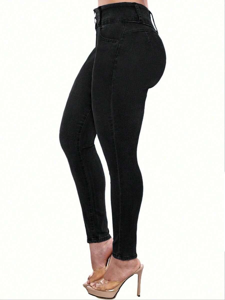 CZARNE SPODNIE JEANS 