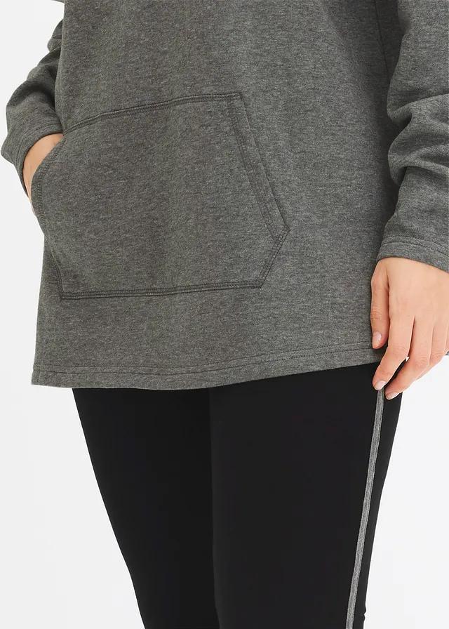 SZARA LUŹNA BLUZA Z ZAMKIEM 