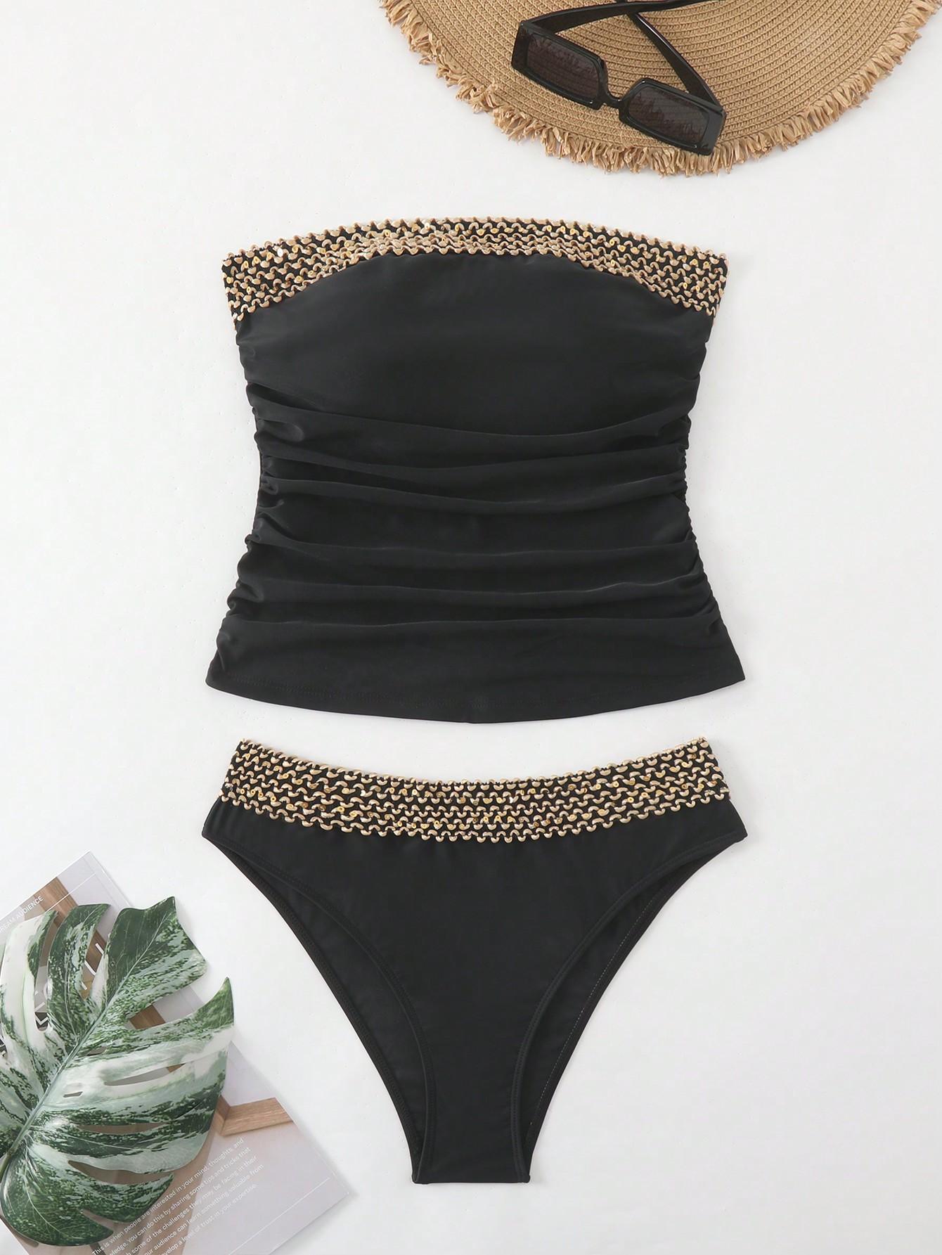 czarne tankini komplet