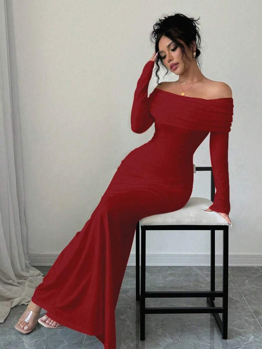 CZERWONA MAXI SUKIENKA